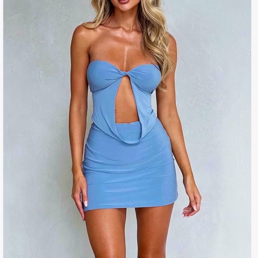 Off Shoulder Mini Dress Open Back Strapless Bodycon Dress